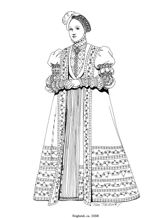 Plansa de colorat cu Istorie vestimentara 189 36